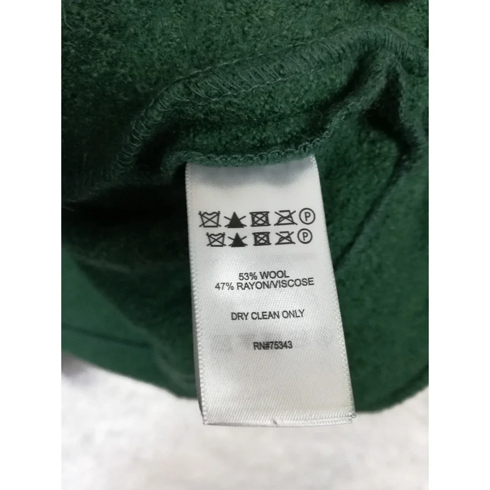 Rachel Zoe Womens Cardigan Jacket Wool Blend Dark Green Open Front Textured XL